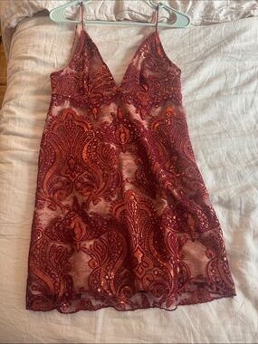 Free people night shimmers dress in red